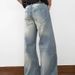 Men's Clothing Retro Washed Old Cleanfit Jeans Men's Loose Straight Wide Leg Loose Drape Mopping Pants_mkmklike.com
