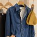 Chicco Chicco Winter Blue Denim Outerwear Women's Spring Autumn Regular Shoulder Niche Design Shirt Jacket Top_mkmklike.com