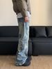 Men's Streetwear Splatter Paint Jeans – Vintage Washed Denim, Loose Straight Fit, Urban Artistic Style For Casual Wear_mkmklike.com