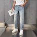Men's Slim Straight Stretch Jeans – Classic Blue Denim With Vintage Wash & Comfort Fit_mkmklike.com