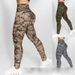 Women's High-Waisted Military Green Camouflage Print Cargo Yoga Leggings Tight Patch Pocket_mkmklike.com