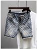 Men's Clothing Street Fashion Ripped Patch Denim Shorts Paint Graffiti Five Point Trendy Personality Youth Shorts_mkmklike.com
