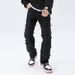 Men's & Women's American Vintage Black Ripped Flared Jeans, High Street Vibe Loose Straight Slim Fit Casual Versatile Denim Pants_mkmklike.com