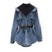 Women's Clothing Fashionable Shirt, Slim Temperament, Two Piece Long Sleeved Denim Top_mkmklike.com