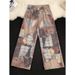 Nordic Inspired Niche Design Wide Leg Jeans, Unisex, Distressed Straight Leg Casual Trousers, Floor Length Pants._mkmklike.com