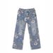 Men's Clothing Street Print Jeans For Men Autumn Trend Vibe Style Loose Versatile Design Mopping Wide Leg Pants_mkmklike.com