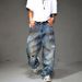 Vintage Washed Distressed Jeans – Oversized Straight-Leg Denim Pants With Paint Splatter & Rips – Grunge Streetwear For Men (Dirty Blue, S-3xl)_mkmklike.com