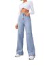 Stretch High-Waisted Straight Leg Jeans For Women - Comfortable Cotton-Blend Denim Pants With Wrinkle-Free Technology (Light Blue)_mkmklike.com