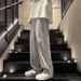 Men's Black Gray Denim Jeans Spring Style Cleanfit Loose Wide Leg Mid Waist Casual Trousers Trendy Retro Hong Kong Style_mkmklike.com
