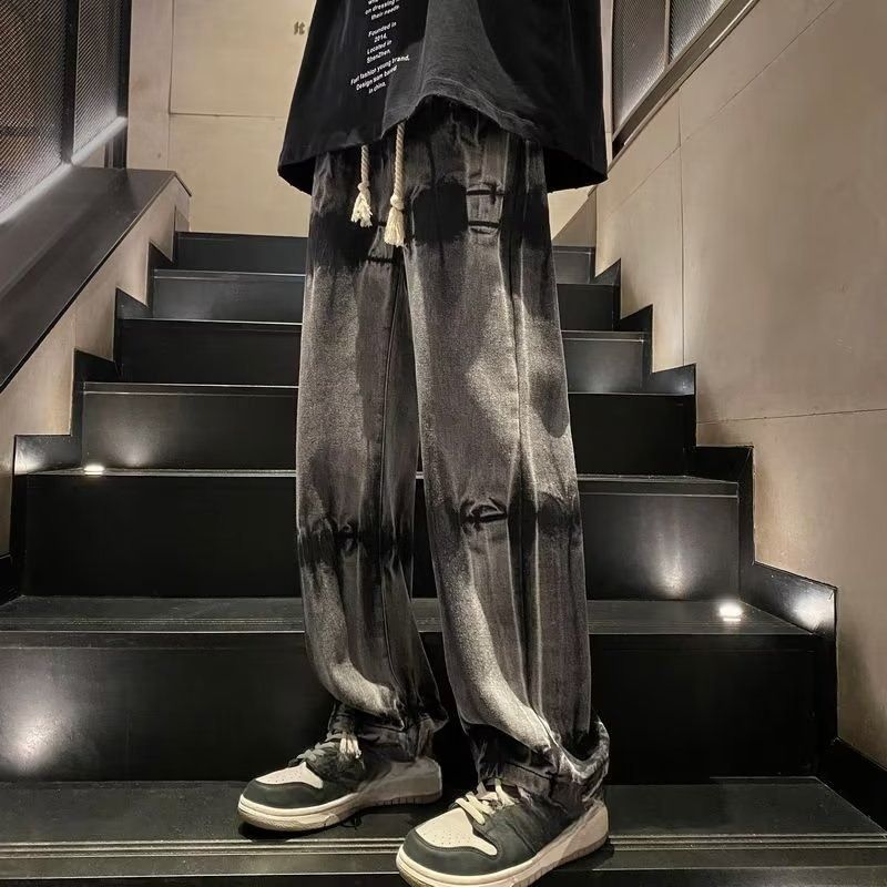 Men's Clothing Men's Straight Leg Jeans American Style Loose Fit Long Pants High Street Fashion Trendy Brand Winter Trousers_mkmklike.com