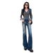 In-stock American Retro Washed Frayed Fleece-lined Thickened Slim-fit Stretch Straight-leg Jeans For Women_mkmklike.com