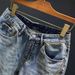Men's Clothing Men's Style Casual Loose Fit Summer Shorts Thin Five Point Denim Distressed Washed Ripped Mid Length With Rolled Hem_mkmklike.com