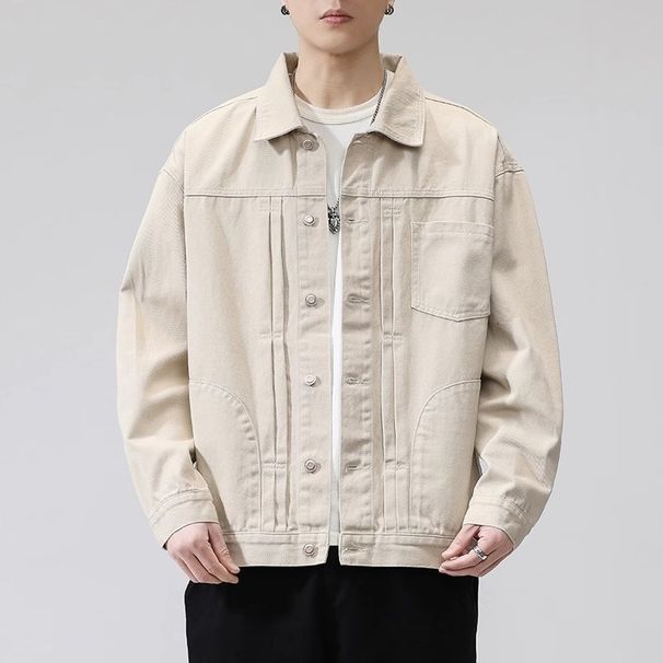 Loom Italy 2025 Spring And Autumn Denim Men's American Style Trendy Brand Beige Workwear Casual Jacket Top_mkmklike.com