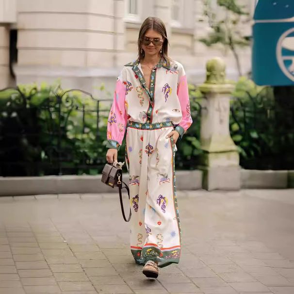 Women's clothing casual fashion all-match linen printed macaron long-sleeved suit_mkmklike.com