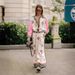 Women's clothing casual fashion all-match linen printed macaron long-sleeved suit_mkmklike.com