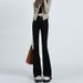 Women's Spring New High-waisted Petite Wide-leg Jeans, Slim-fit Flared Pants, Slimming Micro-flare Pants_mkmklike.com