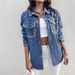 Beaded Contrast Denim Jacket – Long Sleeve Vintage Workwear With Embellished Details (S-XL, Classic Blue Washed)_mkmklike.com