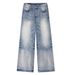 Men's Clothing Versatile Washed Blue Straight Leg Jeans Vintage Distressed Long Trousers_mkmklike.com