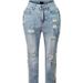 Vintage-Inspired Patchwork Jeans – Distressed Skinny Pants With Retro Prints_mkmklike.com