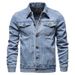 Men’s Slim-Fit Denim Jacket – Classic Washed Cotton Workwear Coat (Black/Light Blue/Dark Blue) – Korean-Inspired Streetwear Essential_mkmklike.com