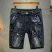 Men's Clothing Distressed Denim Shorts – Streetwear Ripped Paint Splatter Cargo Jeans, Mid-Length Casual Cotton Stretch Pants For Men (Sizes 28-38)_mkmklike.com