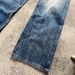 American Retro Dark Blue Lightning Cracked Jeans For Men And Women Loose Wide Leg Pants Washed Straight Flared Pants_mkmklike.com