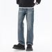 Ceanfit Autumn And Winter New Jeans Men\ Fit Straight Tube Loose Plus Size Youth Middle Waist Tide Retro Washed Eight Tube Xiansen Zhi Clothes_mkmklike.com