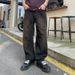 Men's Black Distressed Jeans – Vintage Cat Whisker & Ripped Straight-Leg Denim Pants With Relaxed Fit_mkmklike.com