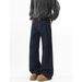 Denim Primary Color Wide Leg Jeans Men's Autumn American High Street Loose Trousers Cleanfit Washed Floor Pants_mkmklike.com