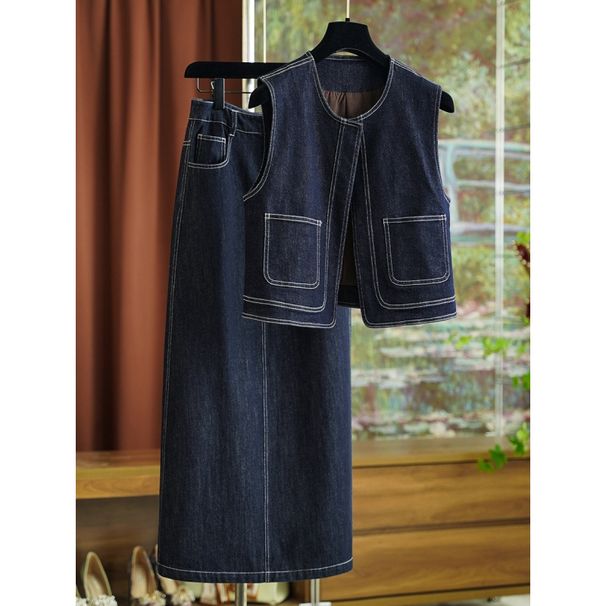 Chicco Denim Vest For Women 2025 New Spring Autumn Fashionable Stylish Youthful And Elegant High-End Skirt Set_mkmklike.com