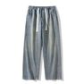 Men's Retro Washed Whiskered Jeans - Fleece Lined Loose Straight Leg Casual Pants For Autumn & Winter_mkmklike.com