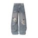 Street Style Washed Distressed Jeans For Men Loose Fit Scimitar Pants Beggar Vintage Punk Wide-Leg Trousers_mkmklike.com
