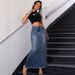 K Women's New Denim Tassel Wrapped Hip Fish Tail High Waisted Skirt_mkmklike.com