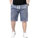 Large Size Men's Clothing Drawstring Elastic Waist Jeans 5 Points Plus Fat, Large Size Waist Straight Tube, High Elastic Five Points Jeans_mkmklike.com