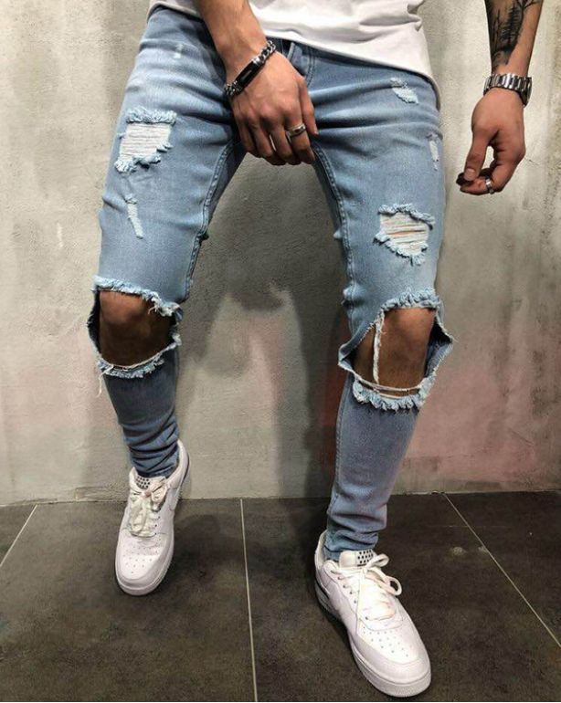 Europe And The United States Jeans New Ripped Slim-fit Explosion-style Small Feet_mkmklike.com