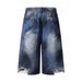 Men's Clothing Street Personality Cat Whisker Dirty Old Hole Wide Leg Jeans Loose Embroidered Wide Leg Pants_mkmklike.com