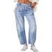 Spot cross border women's clothing 2025 new European and American retro loose high waist straight wide leg pants jeans trousers women_mkmklike.com