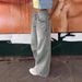 Women's Light Gray Straight Leg Jeans Non-Stretch Washed Retro Spring/Autumn Regular Fit Solid Color Denim_mkmklike.com