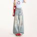 Han Niu Xintang American-style Fun Trendy Brand Washed Pants Versatile Straight Wide-leg Cartoon Embroidered Jeans For_mkmklike.com