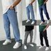 Men's Slim Straight Fit Jeans Premium Stretch Denim Dark Blue Light Blue Black Gray S-5XL Midnight Rinse_mkmklike.com