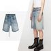 Men's Clothing Men's And Women's Spring And Summer New Ink Splashed Hand Painted Jeans, Unisex Long Belt Accessories, Blue Denim Shorts_mkmklike.com