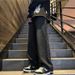 Men's Floral Jacquard Jeans - Retro Loose Fit Straight Leg Trousers With Dropped Crotch For Casual Streetwear (Black/Blue, S-XXXL)_mkmklike.com