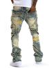 Men's Ripped Flared Stretch Jeans With Tassels_mkmklike.com