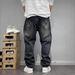 Men's Clothing Patterned Denim Jeans Straight Leg Loose Fit Casual And Versatile Long Pants High Street Style Style Men's Clothing_mkmklike.com