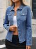 K Women's New Denim Stretch Top Long Sleeve Coat;_mkmklike.com