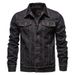Loom Men's Turn-Down Collar Buttoned Slim Fit Denim Jacket Coat_mkmklike.com
