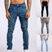 Men's Slim Fit Denim Jeans Stretch Comfort Classic Black Blue Gray Tapered Ankle Versatile Classic Washes_mkmklike.com