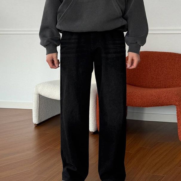 Straight-Leg Jeans For Men – Vintage Washed Denim Pants | Korean-Inspired Office & Casual Wear (M-2XL)_mkmklike.com