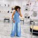 Summer New Women's Clothing European And American Style Lapel Halter Neck Single Breasted Backless Denim Jumpsuit Trousers_mkmklike.com