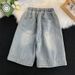 Men's High Waist Denim Shorts Yellow Mud Pants Vibe Casual Five Point Spring Summer Trendy Streetwear_mkmklike.com